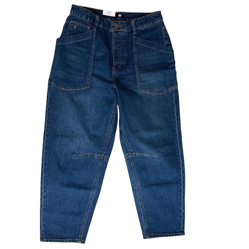 New Frye Barrel Jean Women Size 8 Medium Wash High Rise Curved Wide Leg Denim - Picture 7 of 16